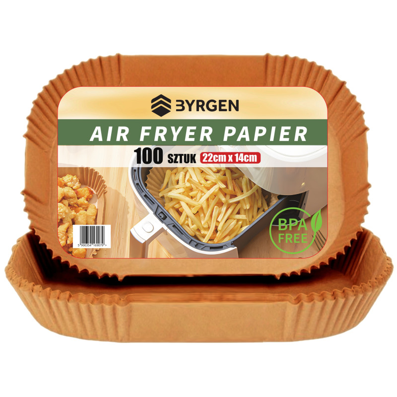 Papier do Air Fryera 22x14 cm (100 szt.) – Nieprzywierające Wkłady Pergaminowe