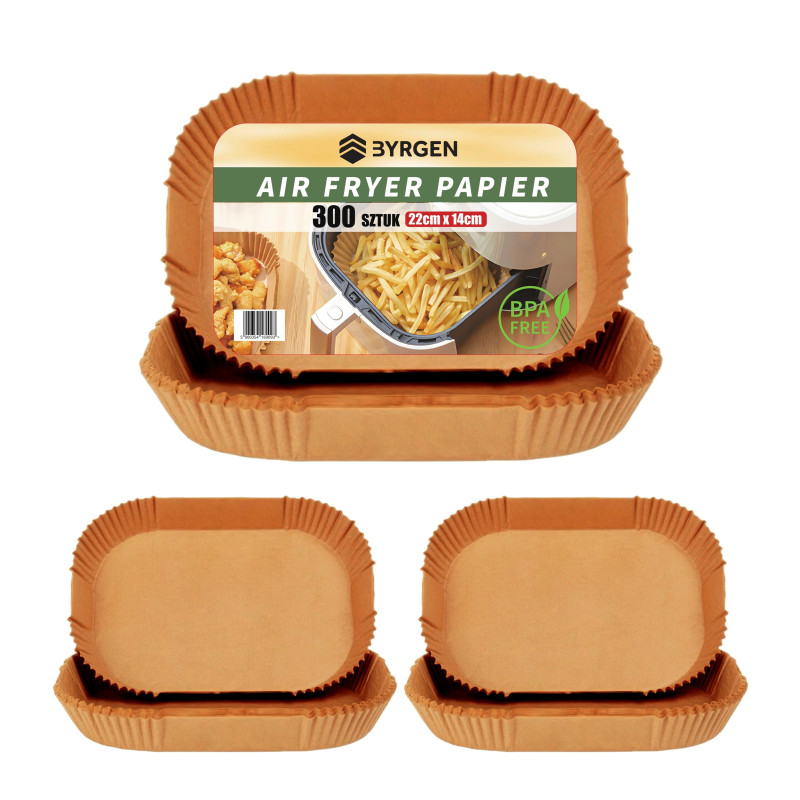 Papier do Air Fryera 22x14 cm (300 szt.) – Nieprzywierające Wkłady Pergaminowe