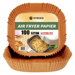 Papier do Air Fryera 20x20 cm (100 szt.) – Nieprzywierające Wkłady Pergaminowe