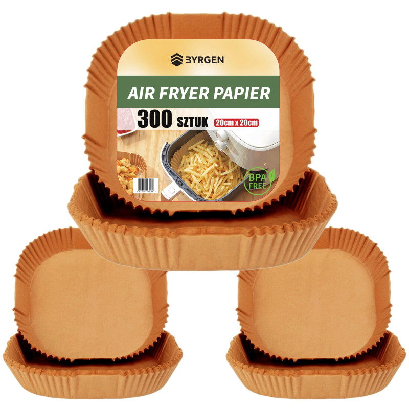 Papier do Air Fryera 20x20 cm (300 szt.) – Nieprzywierające Wkłady Pergaminowe