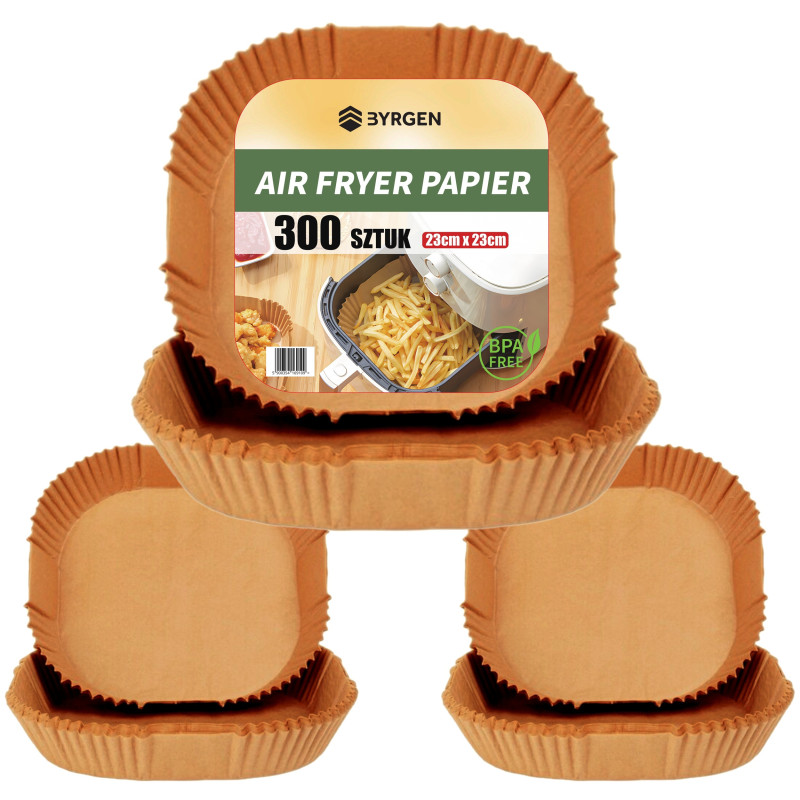Papier do Air Fryera 23x23 cm (300 szt.) – Nieprzywierające Wkłady Pergaminowe